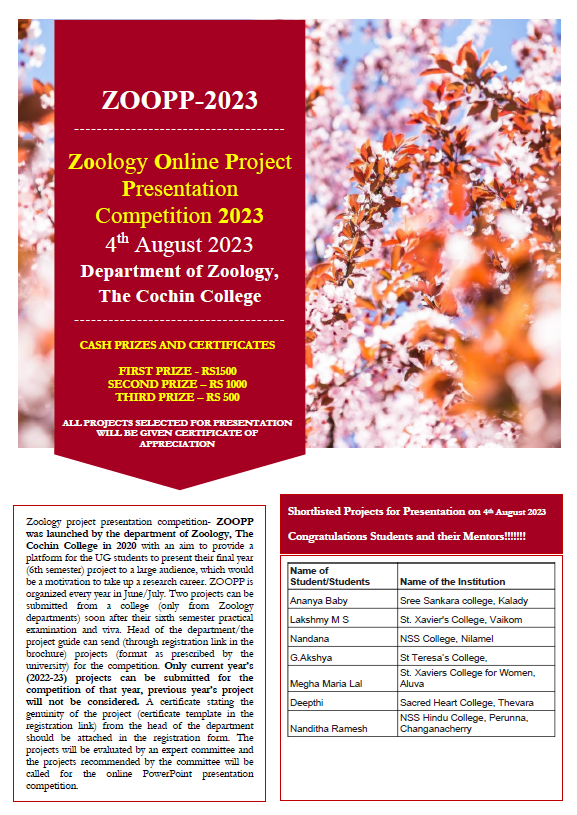 ZOOPP-2023  Zoology Online Project Presentation Competition 2023